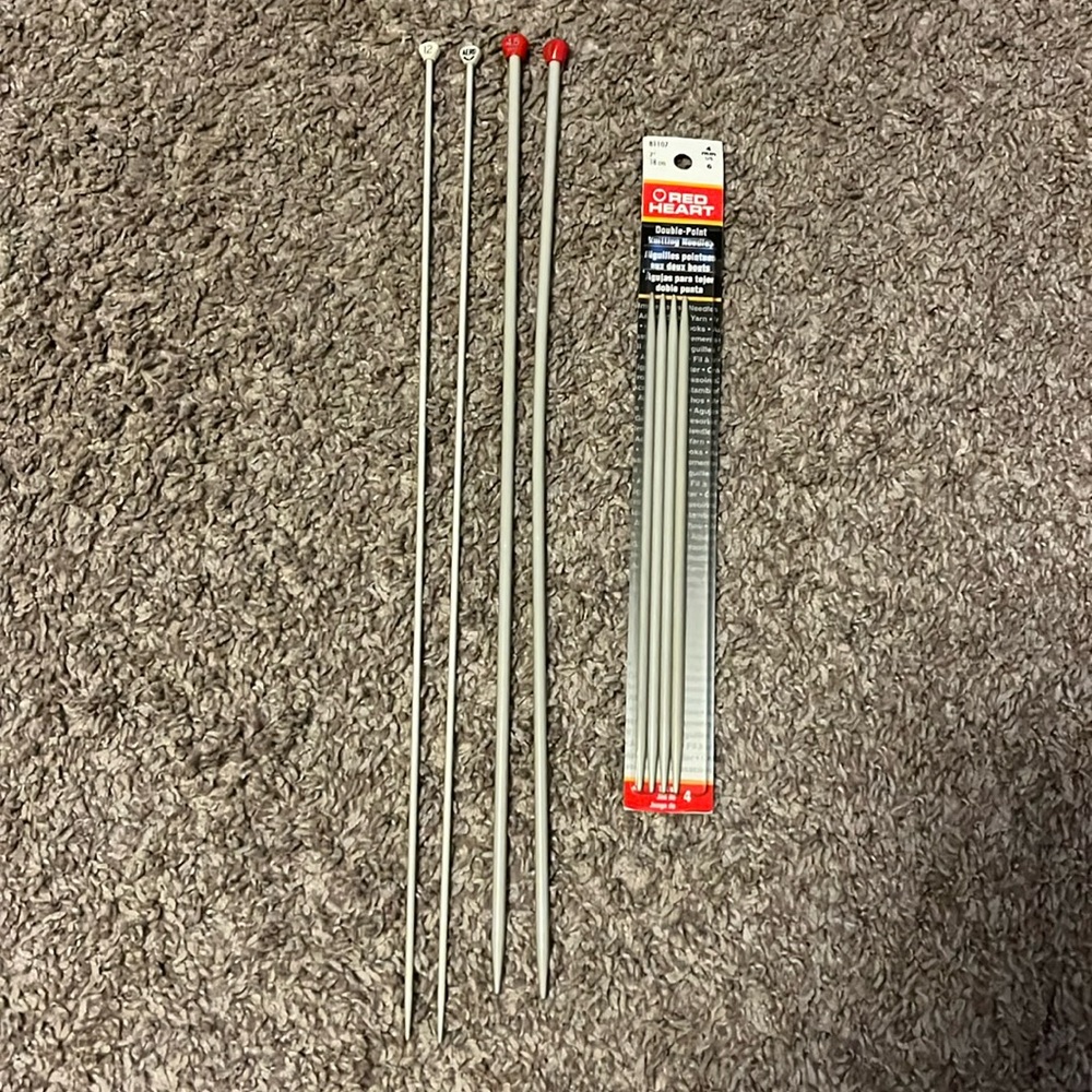 Knitting needles single and double point